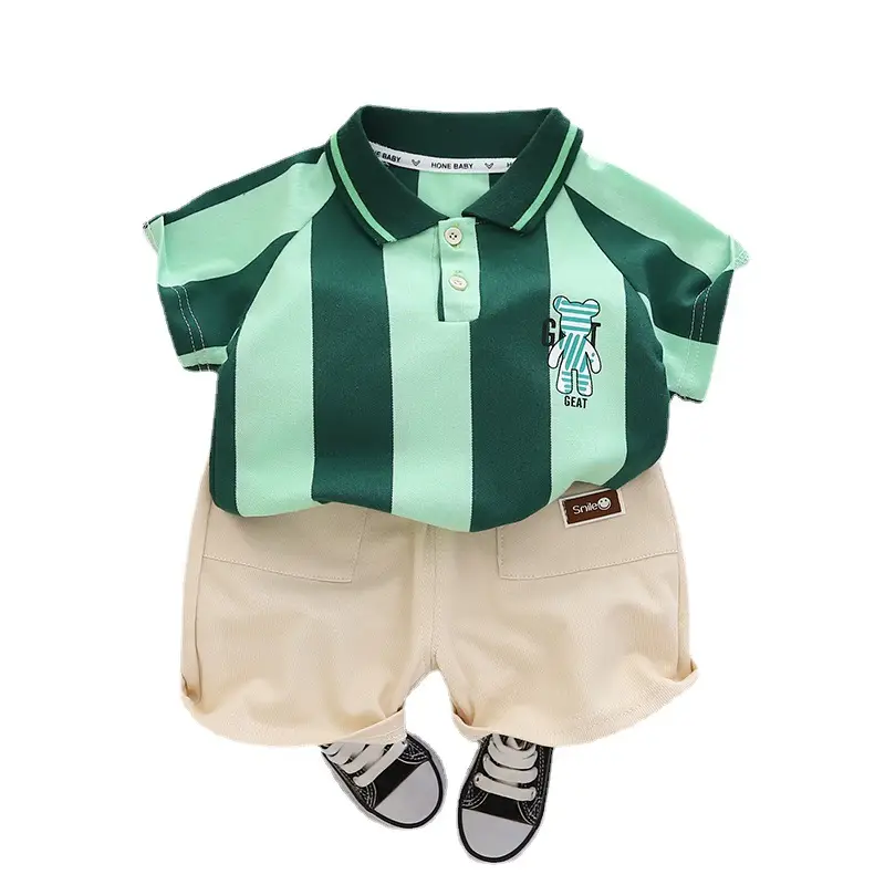 Children Cotton Green Light Shorts Suit Summer - Image 7