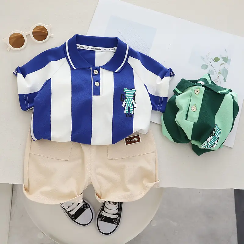 Children Cotton Green Light Shorts Suit Summer — feature 7