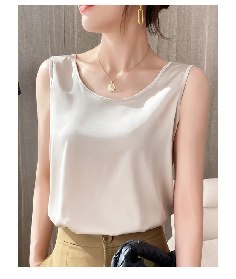 Women's Red Ice Silk Camisole Large Size — feature 23
