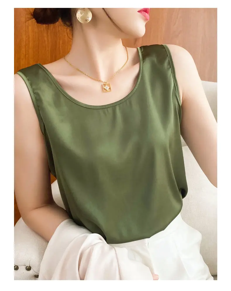 Women's Red Ice Silk Camisole Large Size — feature 34