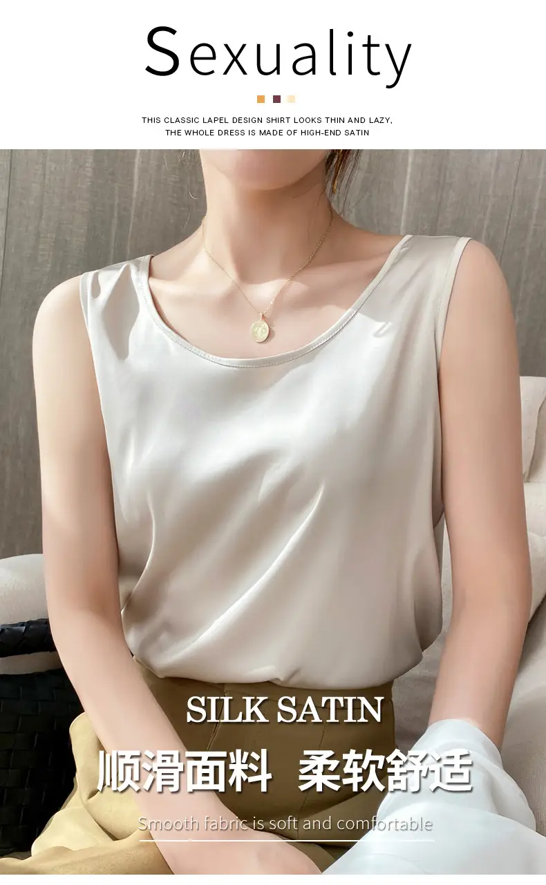 Women's Red Ice Silk Camisole Large Size — feature 4