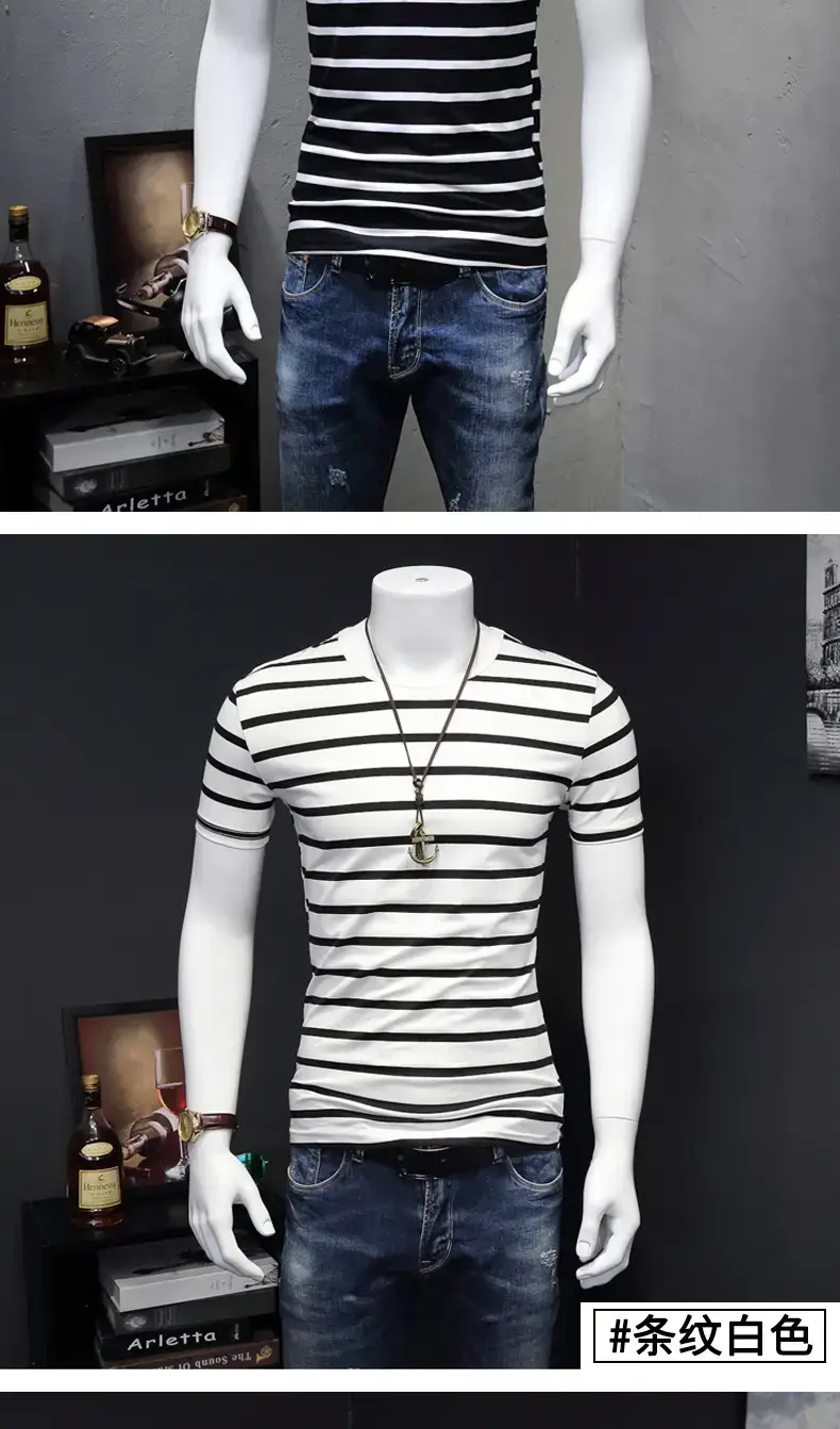 Men White Camo Striped T-Shirt XL to 4XL — feature 10