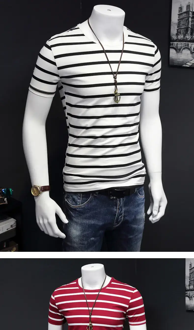 Men White Camo Striped T-Shirt XL to 4XL — feature 11