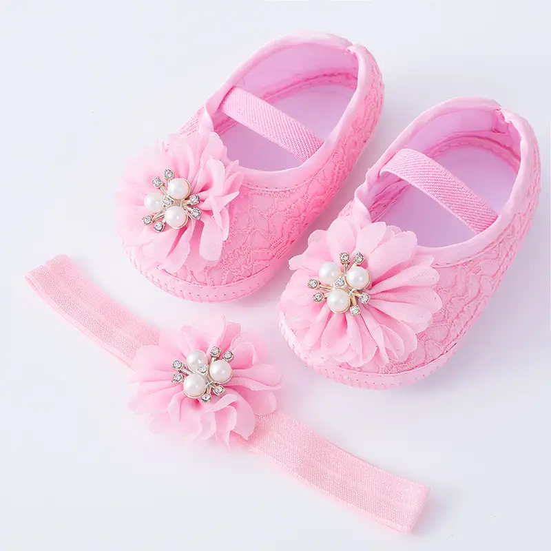Red Pearl Flower Toddler Shoes 0-1Yr Soft Bottom — feature 9