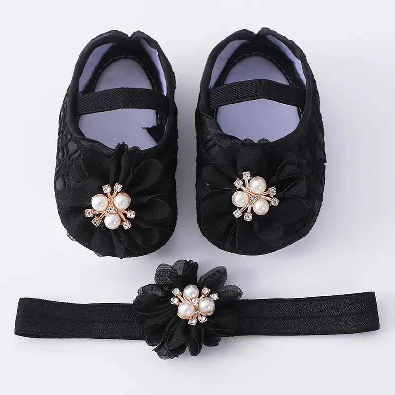 Red Pearl Flower Toddler Shoes 0-1Yr Soft Bottom