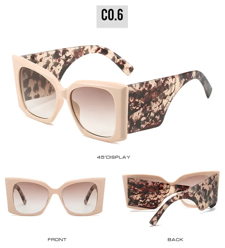 Women Camo Sunglasses Wide Leg Large Frame European American Style — feature 12