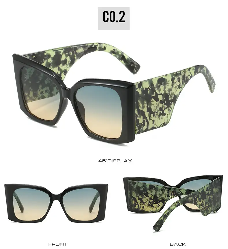 Women Camo Sunglasses Wide Leg Large Frame European American Style — feature 8