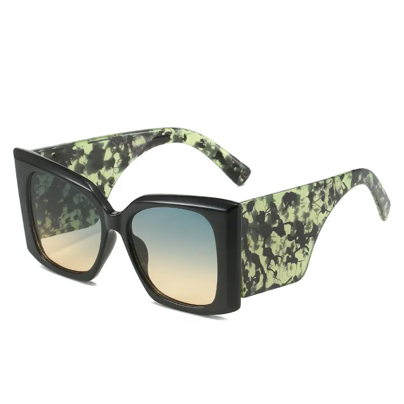 Women Camo Sunglasses Wide Leg Large Frame European American Style - Image 2