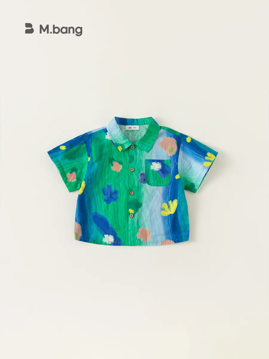 Girls Graffiti Tie-Dye Shirt Blue Green Kids Casual - Image 5