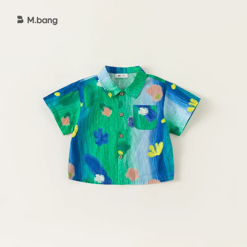 Girls Graffiti Tie-Dye Shirt Blue Green Kids Casual - Image 2