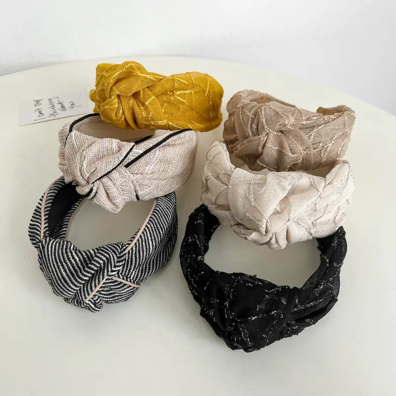 Korean Style Knotted Hair Hoop with Wide Rim Satin Top