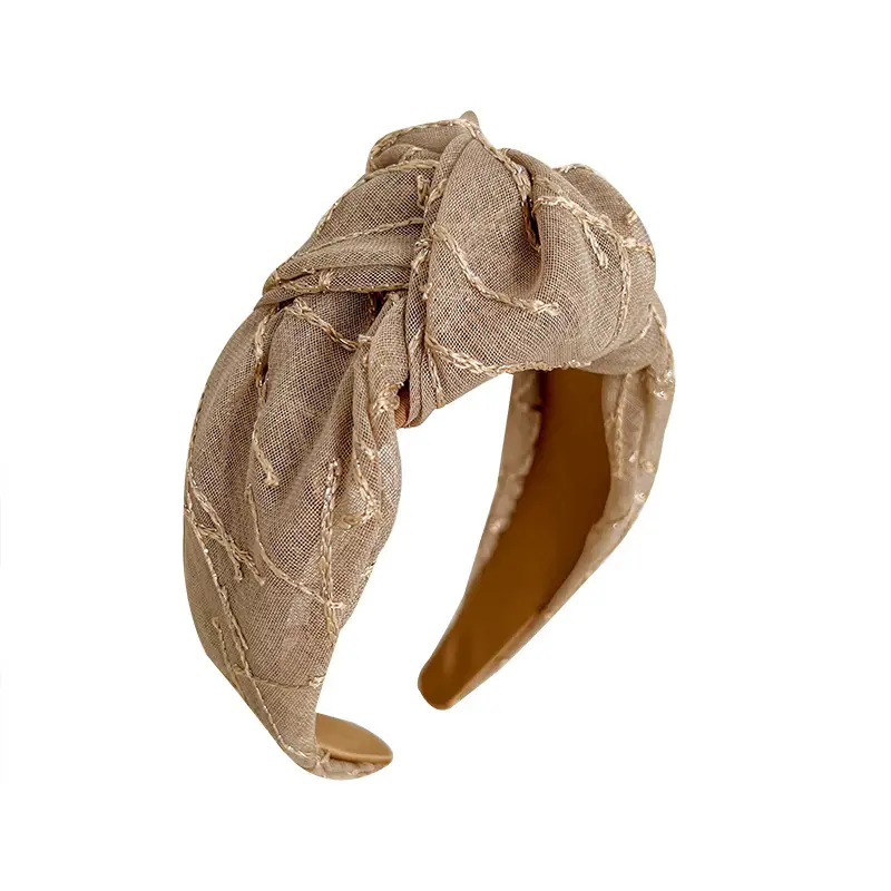 Korean Style Knotted Hair Hoop with Wide Rim Satin Top