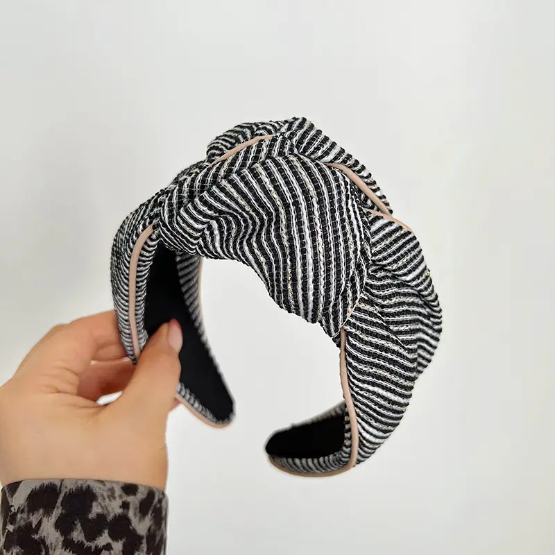 Korean Style Knotted Hair Hoop with Wide Rim Satin Top