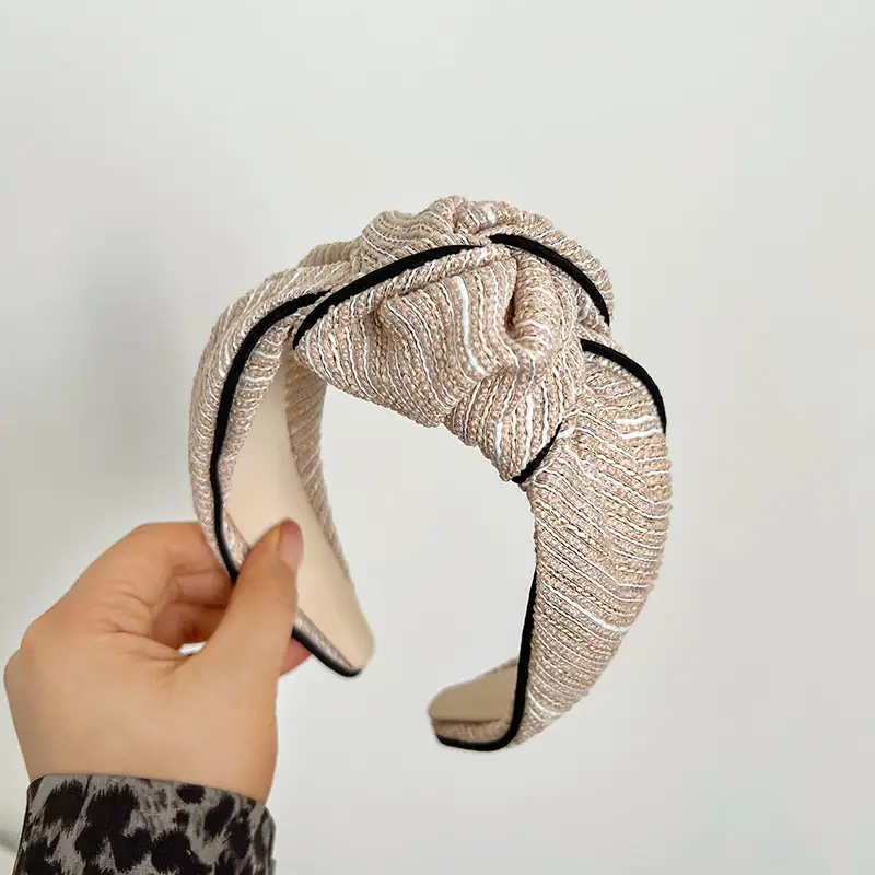 Korean Style Knotted Hair Hoop with Wide Rim Satin Top