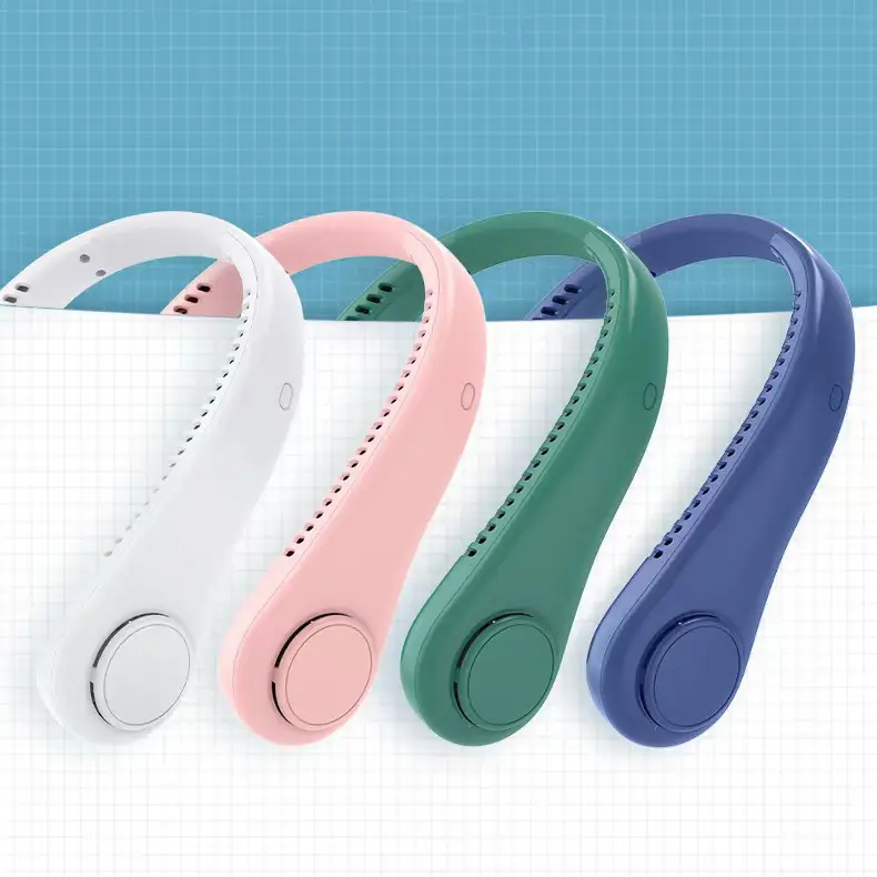 New Hanging Neck Fan USB Charging Lazy Outdoor Portable Silent Turbine Neck Leafless Mini Fan