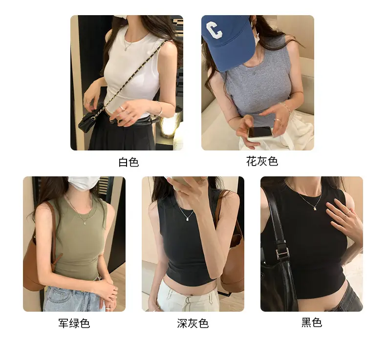 Black Sleeveless Top with Gold Necklace & Black Handbag — feature 2