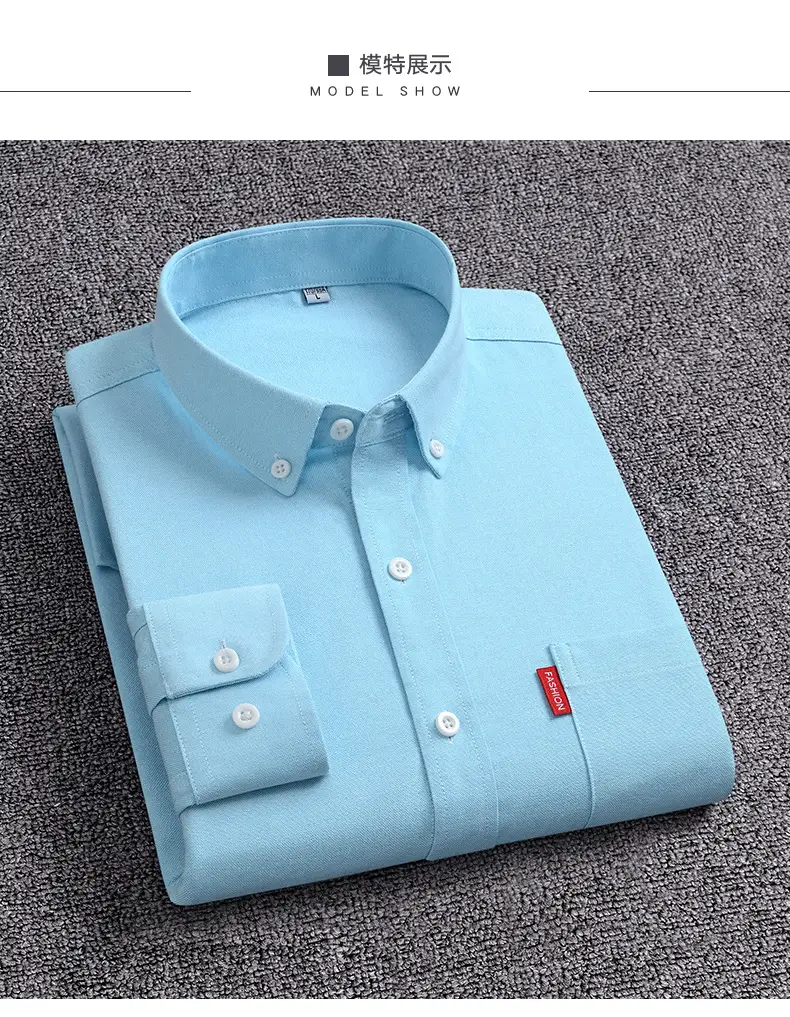 Men's Light Blue Oxford Shirt 2025 All Cotton Oxford Spinning - Image 10