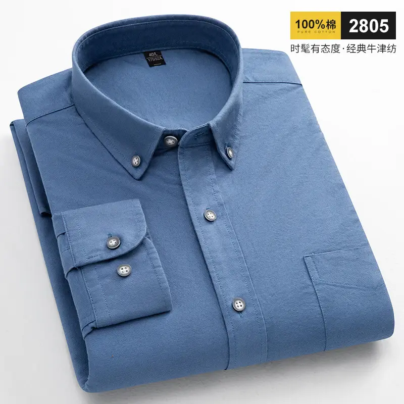 Men's Light Blue Oxford Shirt 2025 All Cotton Oxford Spinning - Image 21