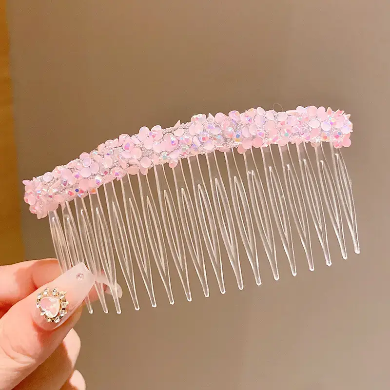 Transparent Hair Comb with Pearl & Diamond Design for Girls - Image 2