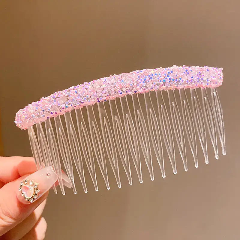 Transparent Hair Comb with Pearl & Diamond Design for Girls - Image 3