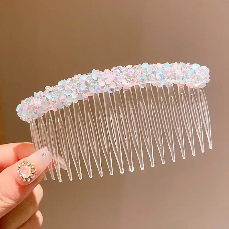 Transparent Hair Comb with Pearl & Diamond Design for Girls - Image 7