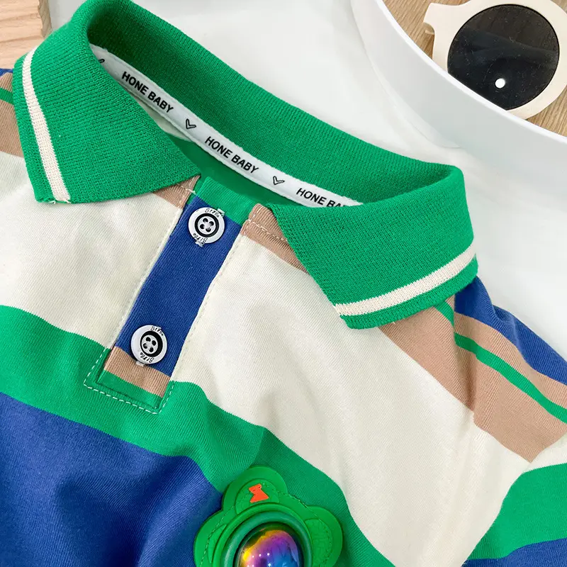 Boys Summer Outfit 2026 Cartoon Turn-Down Collar T-Shirt - Image 4