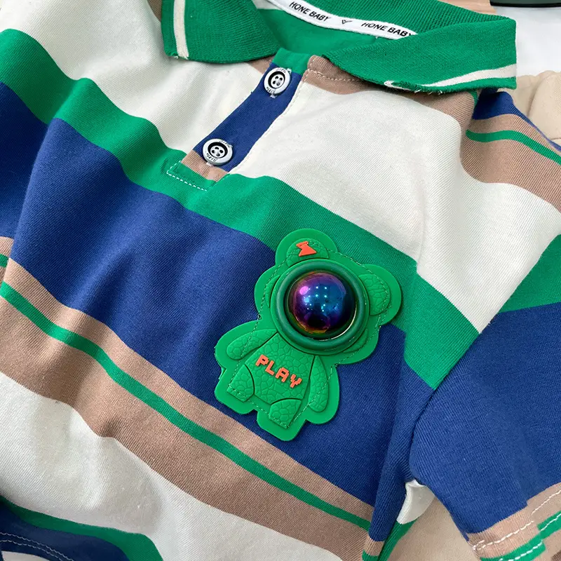 Boys Summer Outfit 2026 Cartoon Turn-Down Collar T-Shirt - Image 5