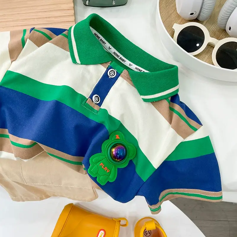 Boys Summer Outfit 2026 Cartoon Turn-Down Collar T-Shirt — feature 16