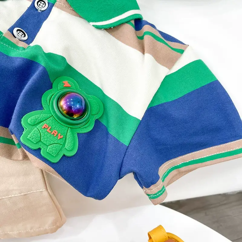 Boys Summer Outfit 2026 Cartoon Turn-Down Collar T-Shirt — feature 18