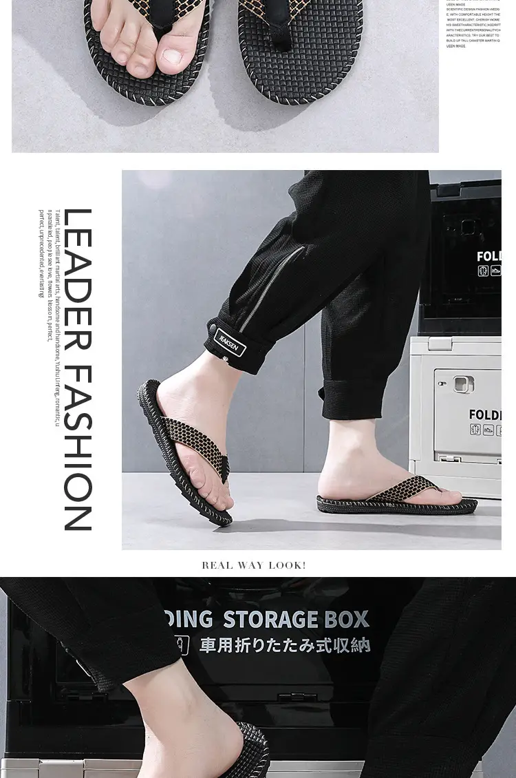 Men's Black Mesh Flip Flops Summer Sandals — feature 12