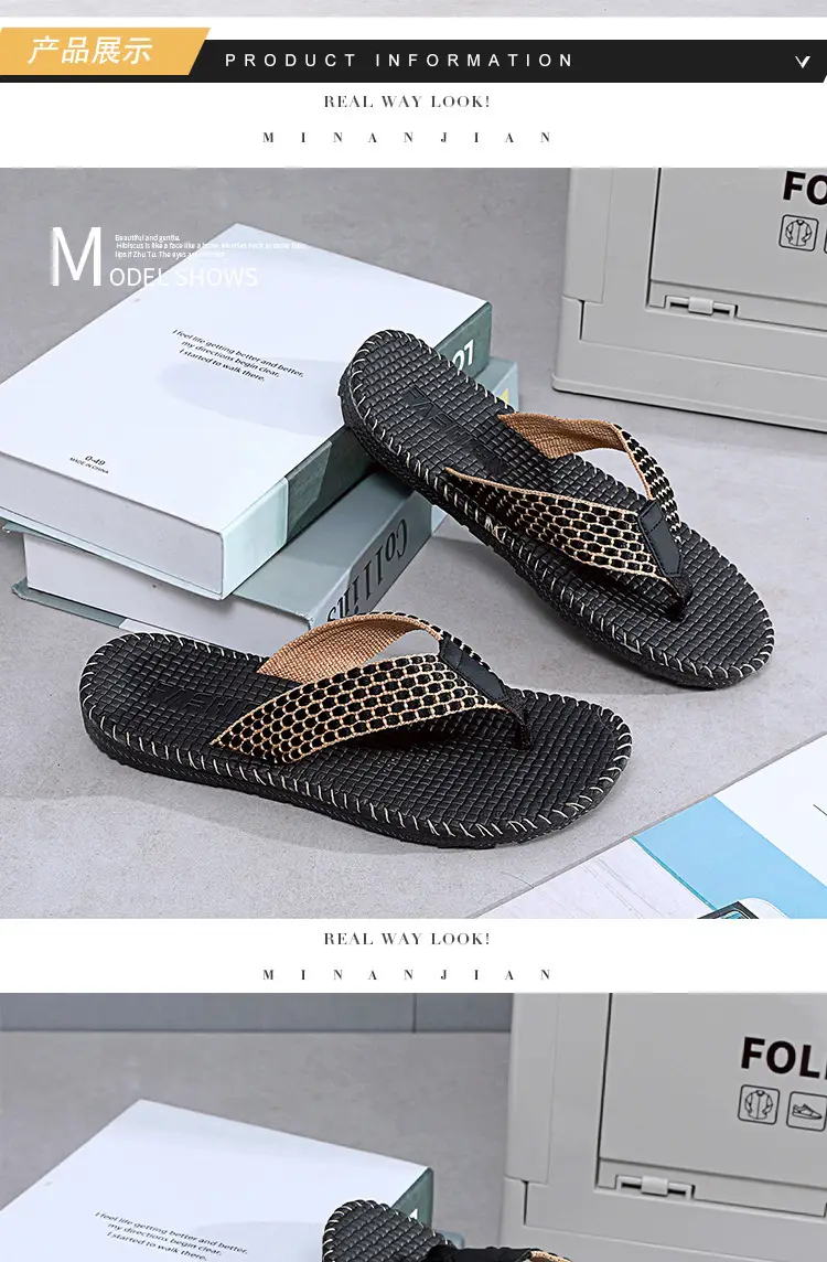 Men's Black Mesh Flip Flops Summer Sandals — feature 14