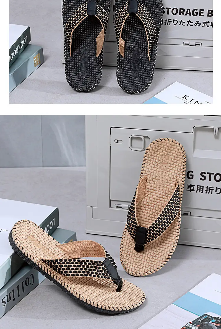 Men's Black Mesh Flip Flops Summer Sandals — feature 17