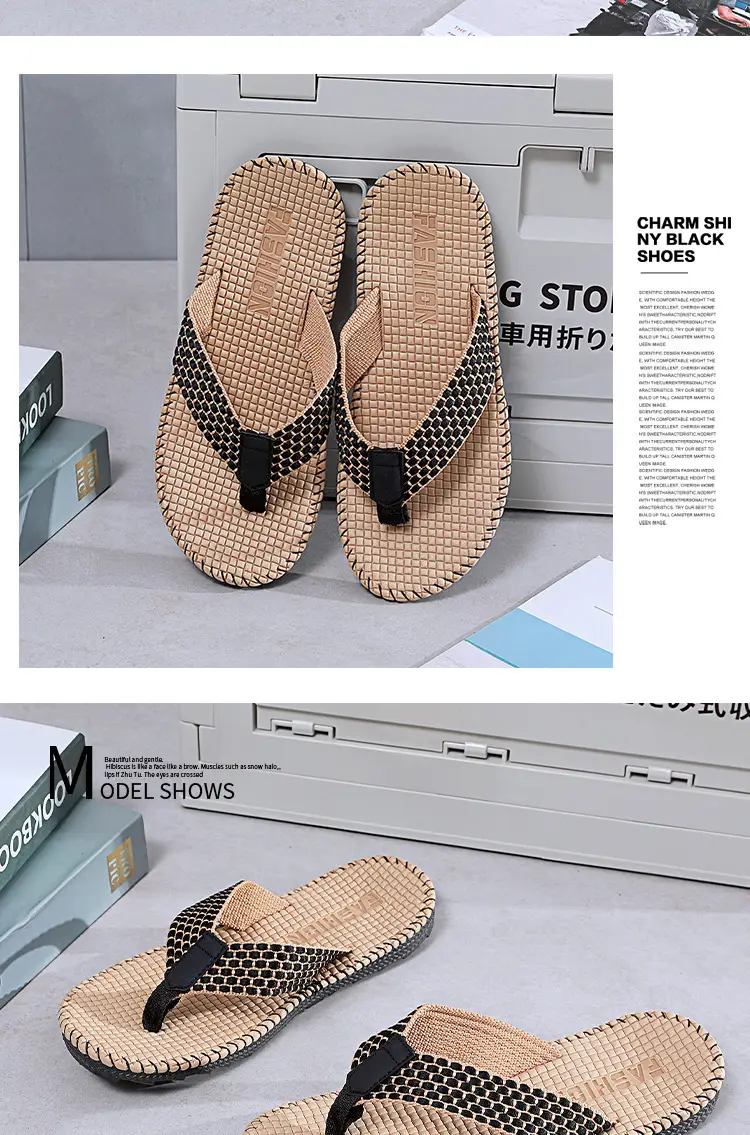 Men's Black Mesh Flip Flops Summer Sandals — feature 18