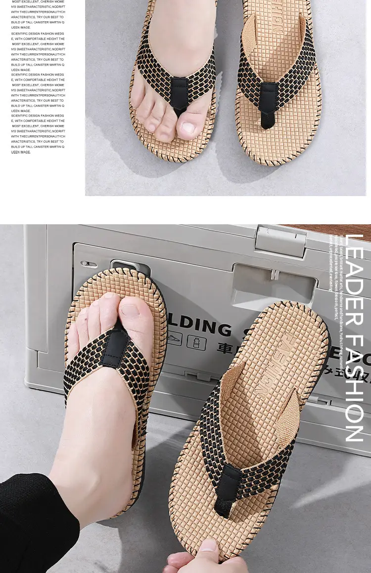 Men's Black Mesh Flip Flops Summer Sandals — feature 8