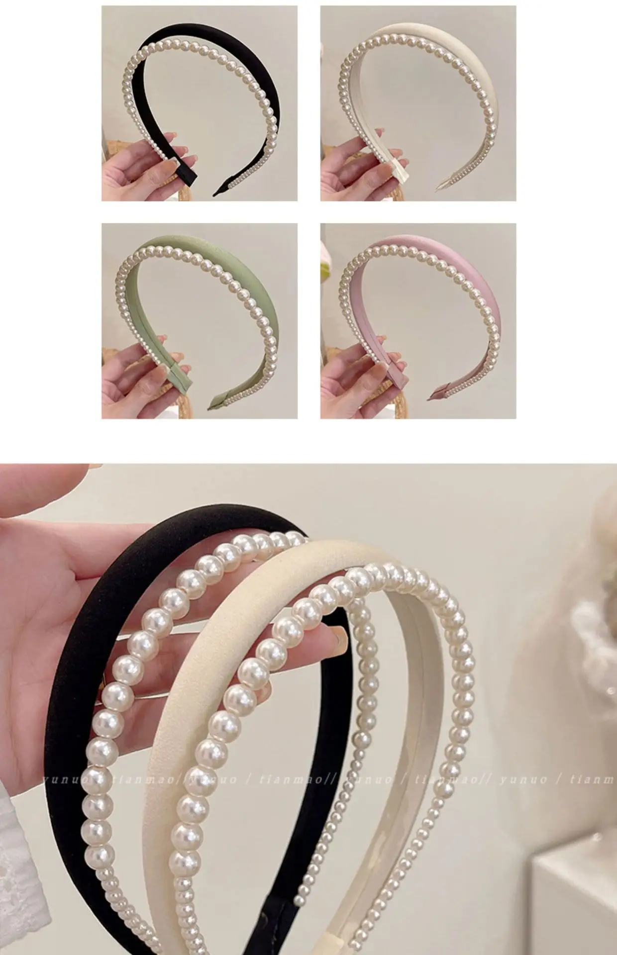 Pearl High Skull Headband for Women Black — feature 3