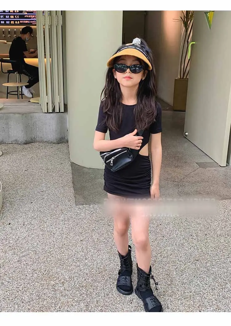 Girls Orange & Black Slim Shorts Set Summer 3-8Yrs — feature 10