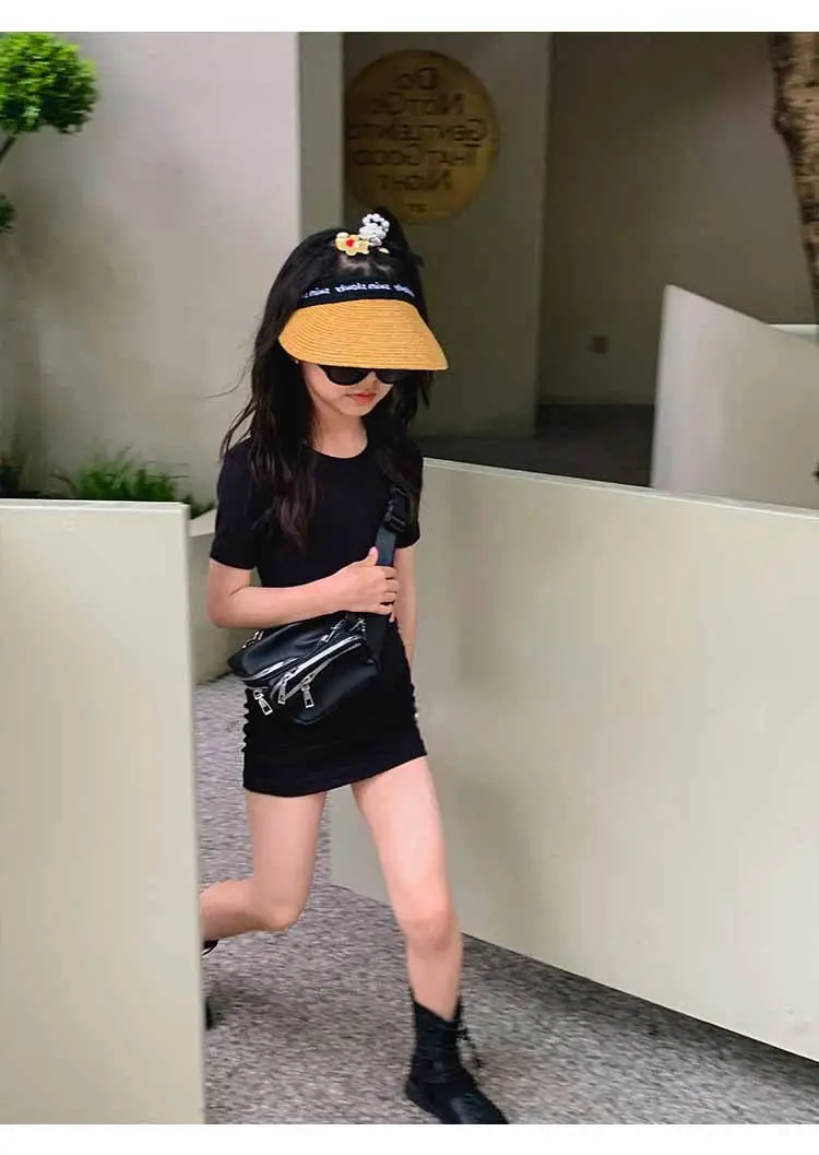 Girls Orange & Black Slim Shorts Set Summer 3-8Yrs — feature 12