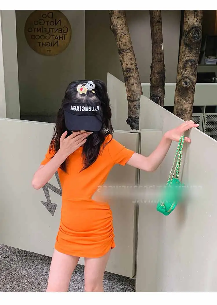Girls Orange & Black Slim Shorts Set Summer 3-8Yrs — feature 14