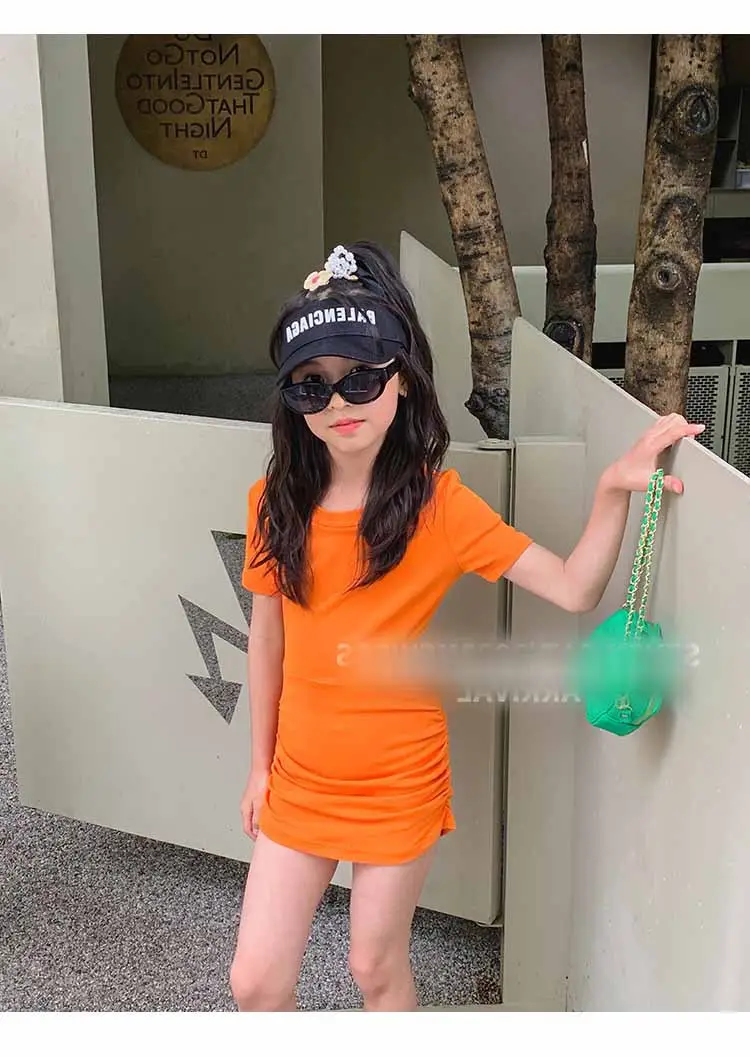Girls Orange & Black Slim Shorts Set Summer 3-8Yrs — feature 15