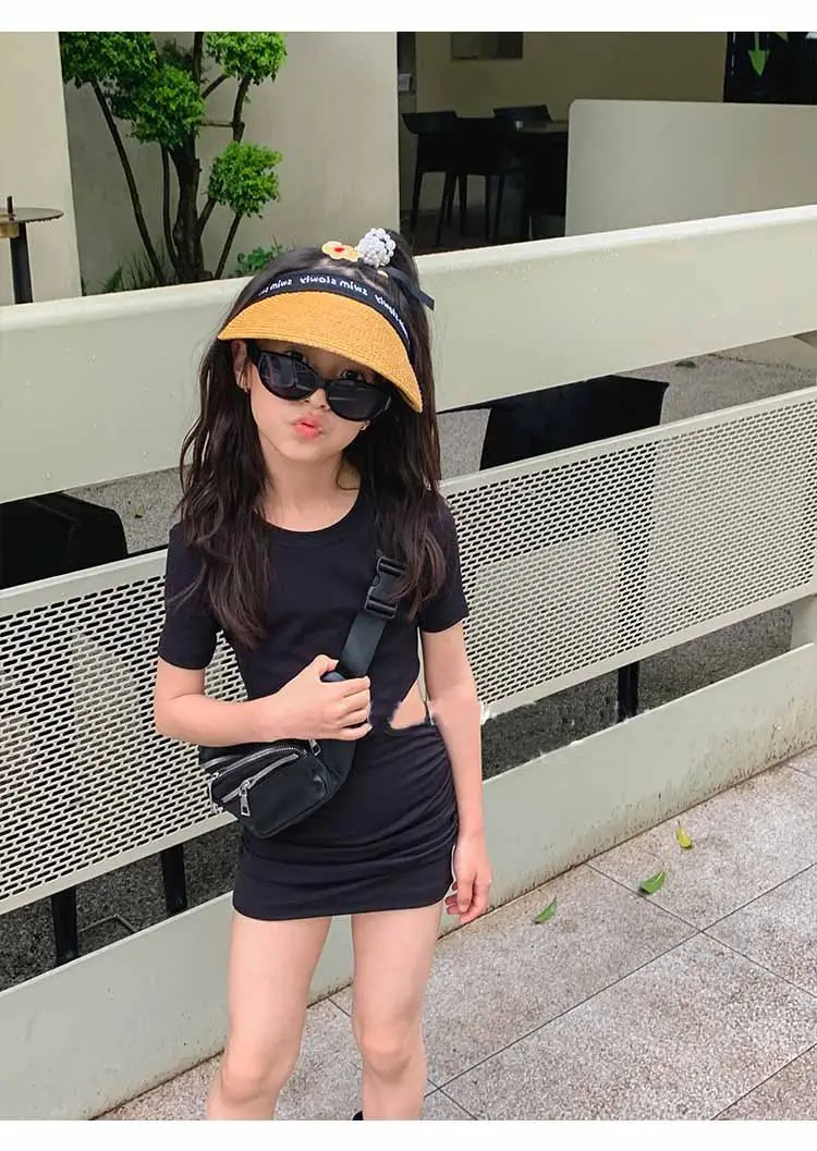 Girls Orange & Black Slim Shorts Set Summer 3-8Yrs — feature 20
