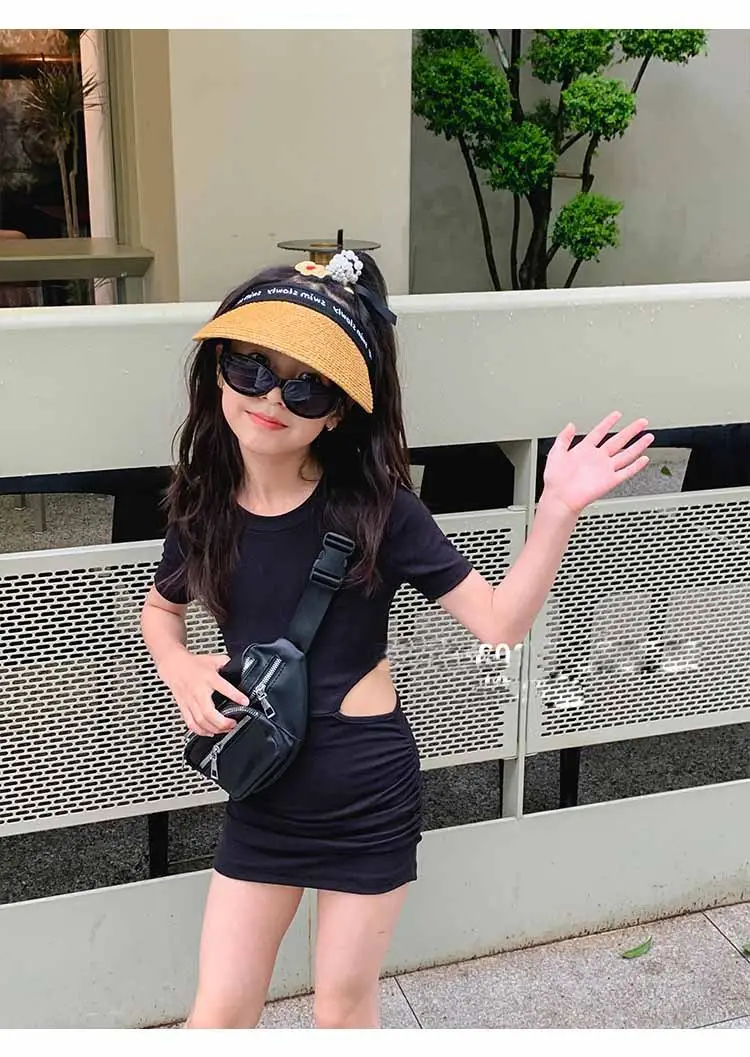 Girls Orange & Black Slim Shorts Set Summer 3-8Yrs — feature 21