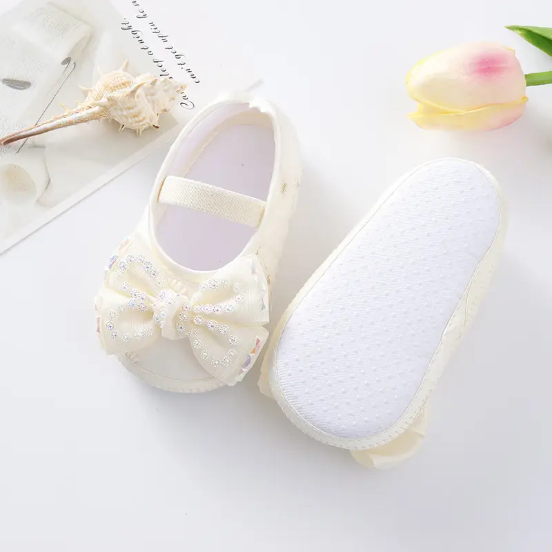 New Baby Shoes Yellow Bow 0-1 Year Old