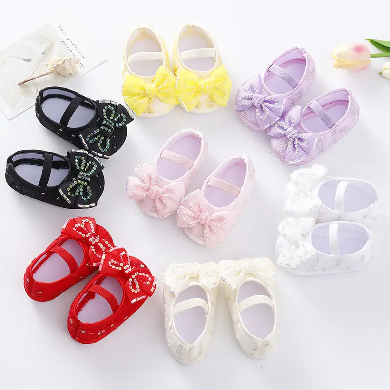 New Baby Shoes Yellow Bow 0-1 Year Old
