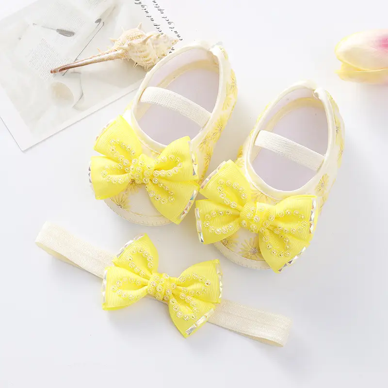 New Baby Shoes Yellow Bow 0-1 Year Old — feature 13
