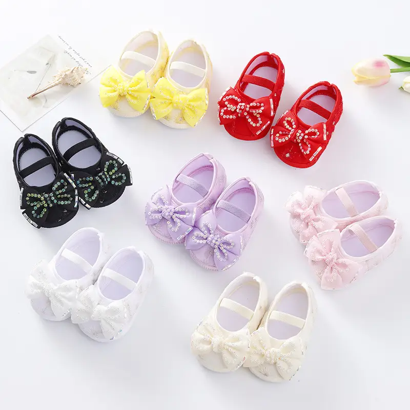New Baby Shoes Yellow Bow 0-1 Year Old — feature 3