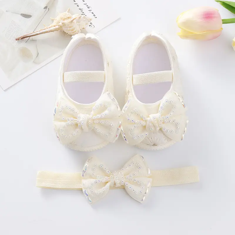 New Baby Shoes Yellow Bow 0-1 Year Old