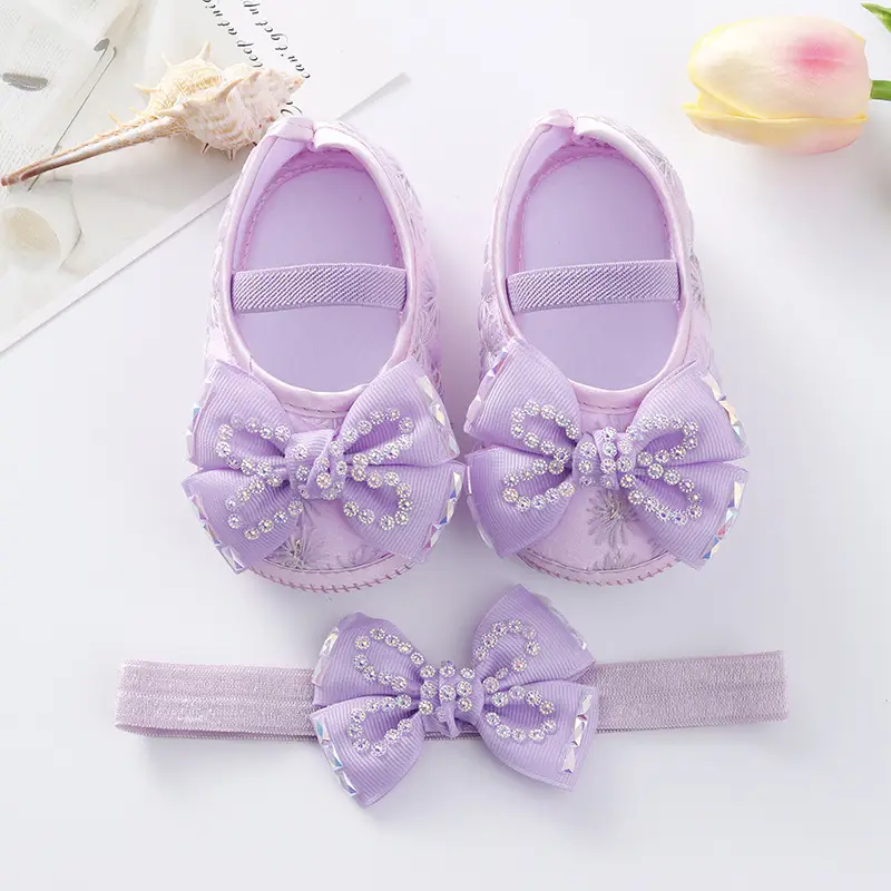New Baby Shoes Yellow Bow 0-1 Year Old