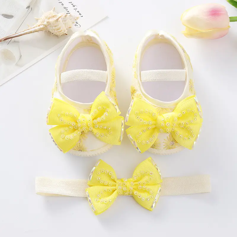 New Baby Shoes Yellow Bow 0-1 Year Old — feature 14