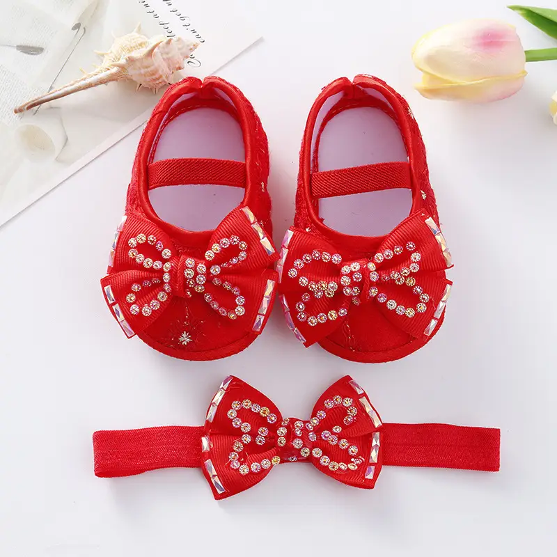 New Baby Shoes Yellow Bow 0-1 Year Old