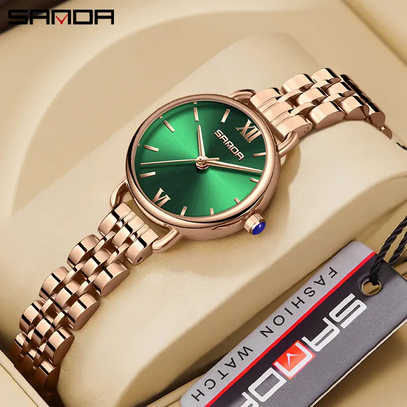 Sanda Women's Quartz Watch with Roman Numeral & Brown Leather Strap - Image 14